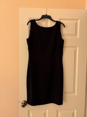 Evan Picone Black Sleeveless Sheath Dress with Long 2 Button Jacket with Pockets
